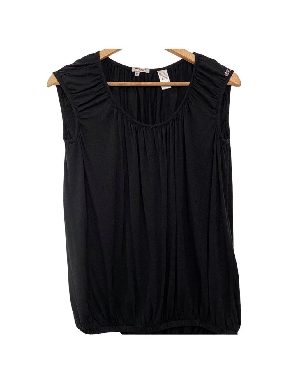 MISS sixty black jersey top sleeveless woven elastic waist small round neck